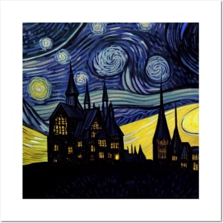 Starry Night Wizarding School Van Gogh Posters and Art